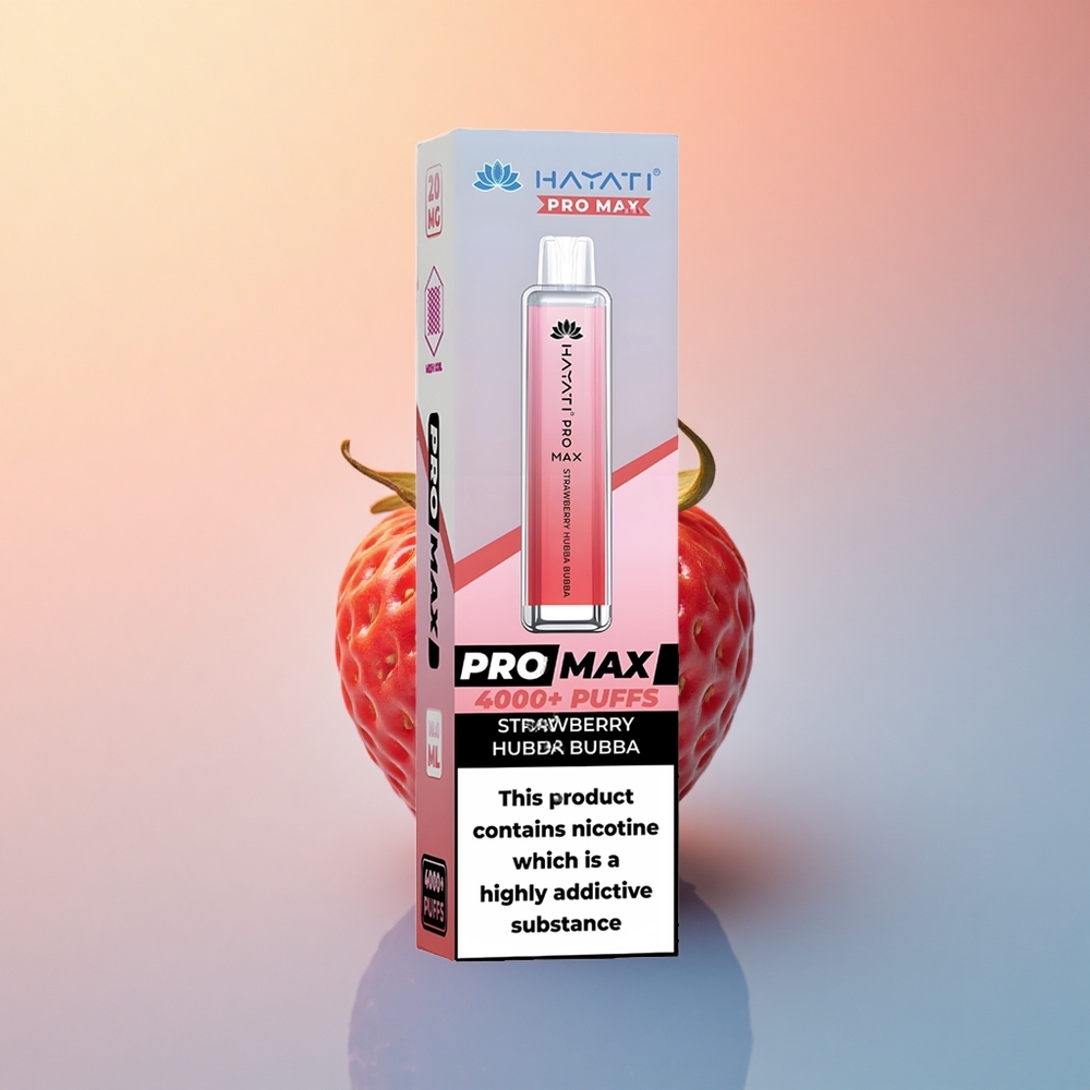 Hayati Pro Max 4000 Puffs Çilekli Hubba Bubba 1400mAh Şarjlı Kristal