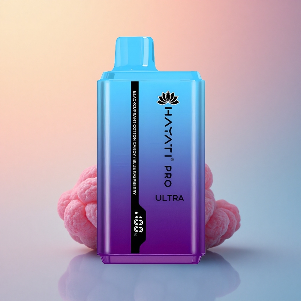 Hayati Pro Ultra 15000 Puffs Siyah Frenküzümü Pamuk Şekeri Mavi Ahududu 850mAh %2 Nikotin