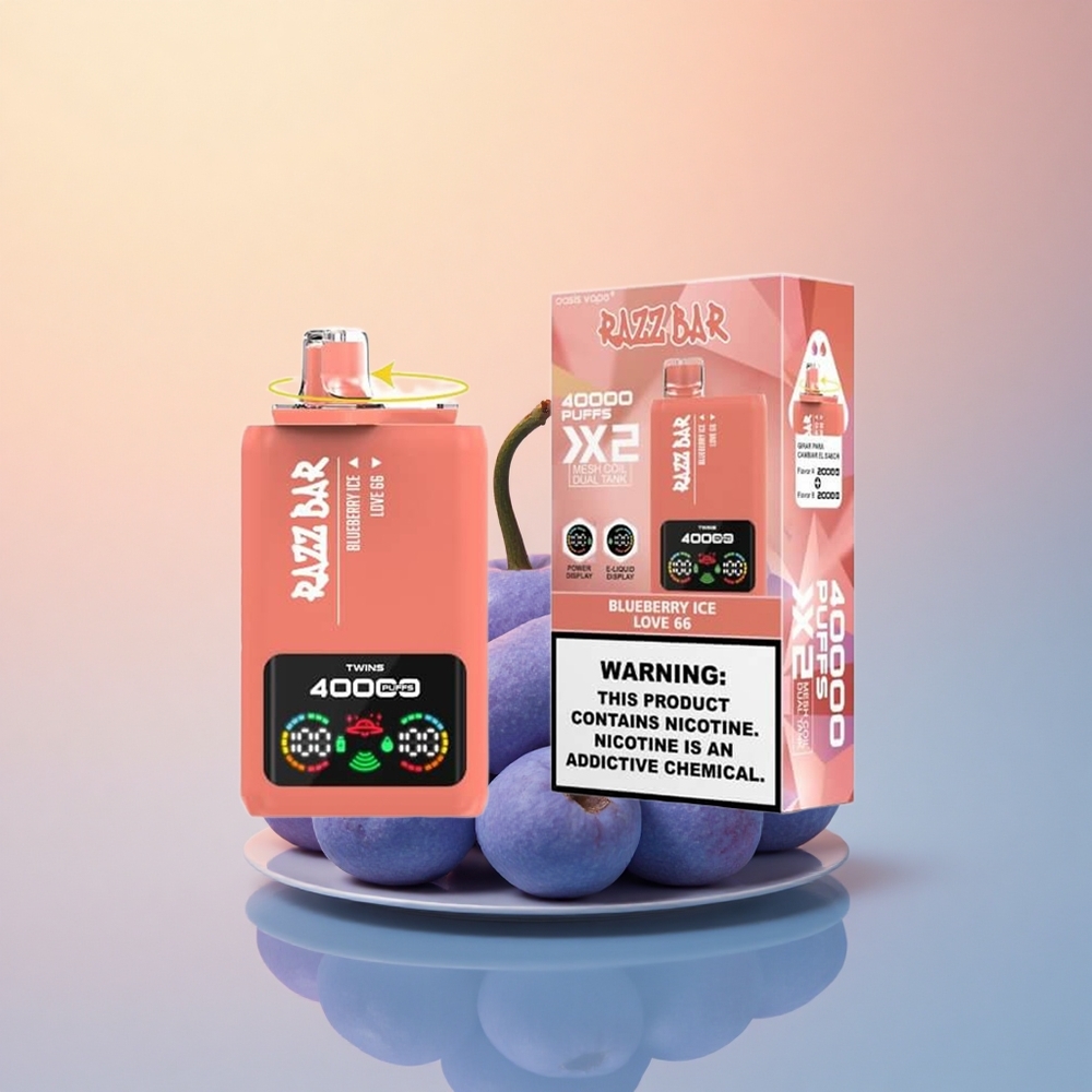 Razz Bar 40000 Puffs Yaban Mersini Buz - Aşk 66 650mAh Tip-C