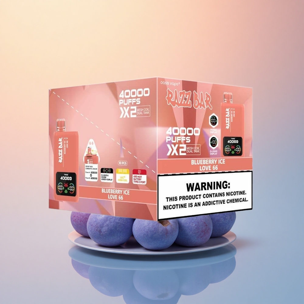 Razz Bar 40000 Puffs Yaban Mersini Buz - Aşk 66 650mAh Tip-C