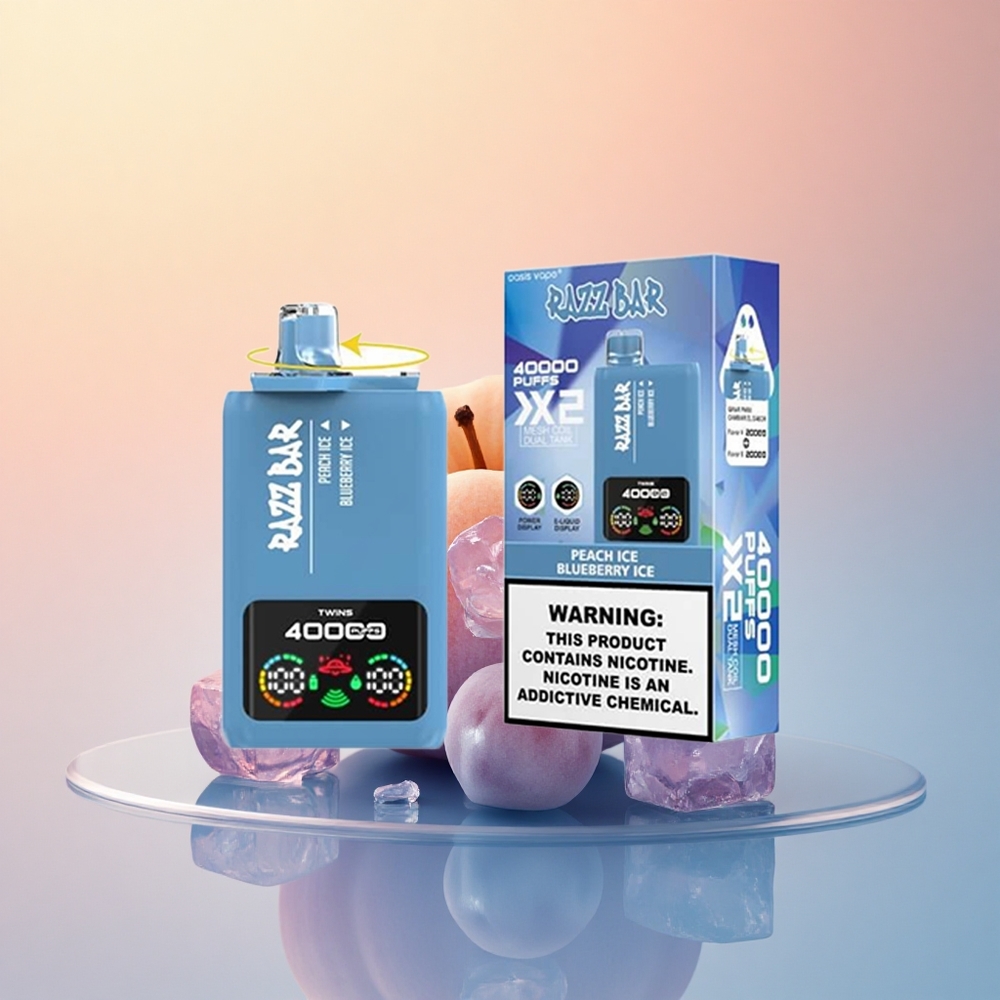 Razz Bar 40000 Puffs Şeftali Buz - Yaban Mersini Buz %2 Nikotin Tip-C Port 650 mAh