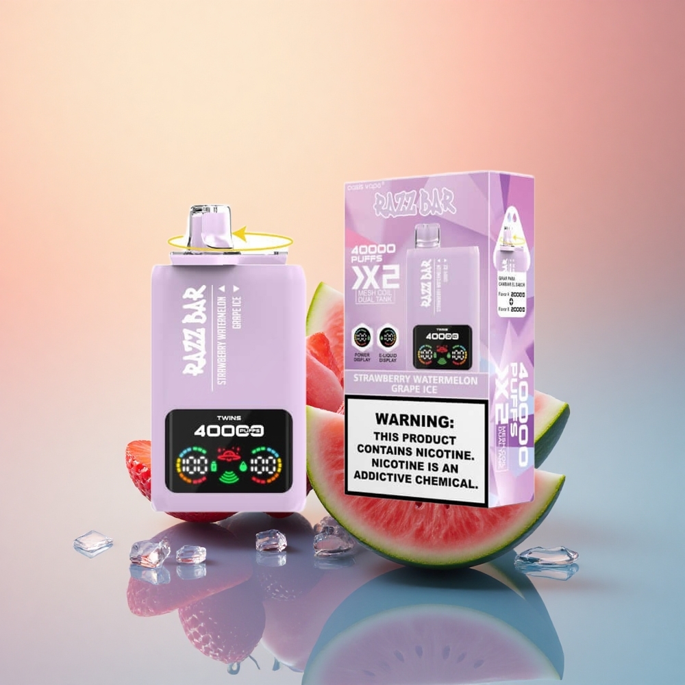Razz Bar 40000 Puffs Çilek Karpuzu - Üzüm Buzu Tip-C Port 650mAh %2 Nikotin