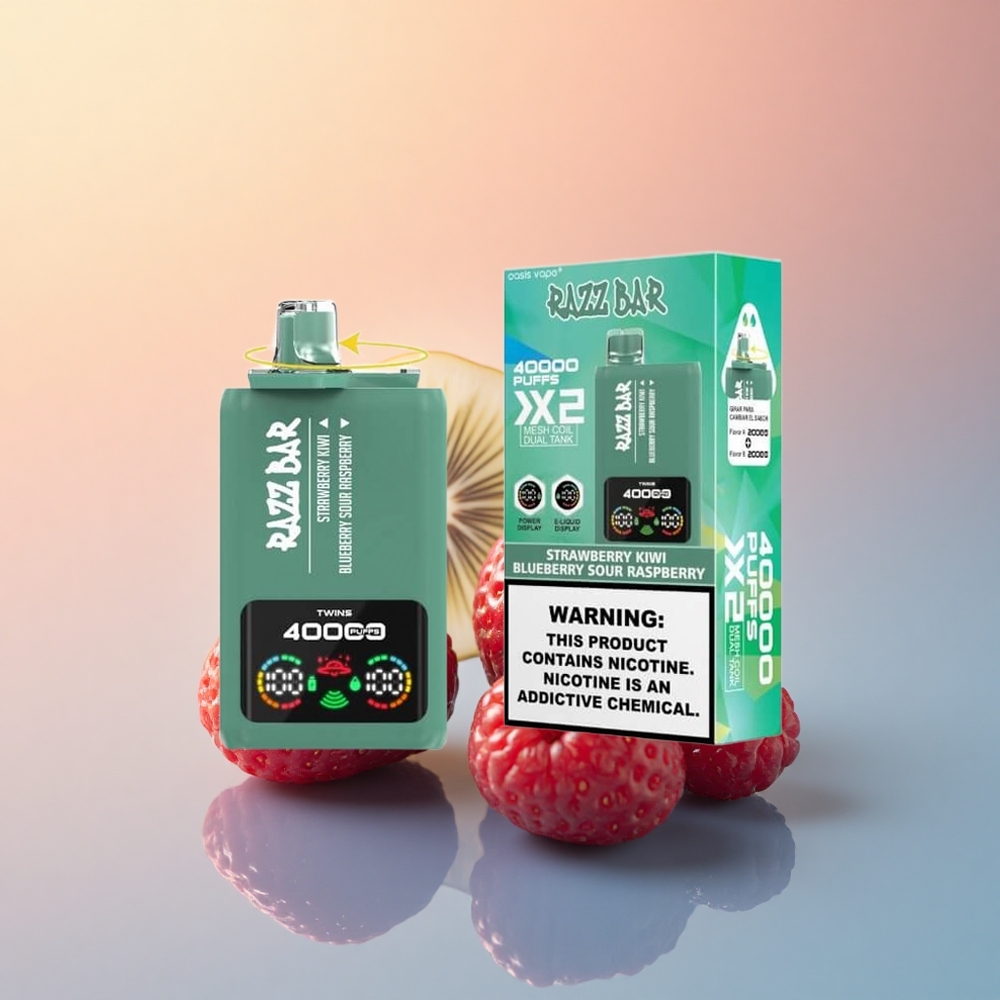 Razz Bar 40000 Puffs Çilek Kivi - Yaban Mersini Ekşi Ahududu Tip-C Portlu 650 mAh %2 Nikotin