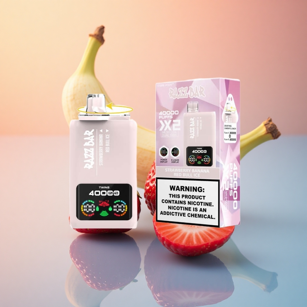 Razz Bar 40000 Puffs Çilek Muz - Red Bull Ice 650mAh %5 Nikotin