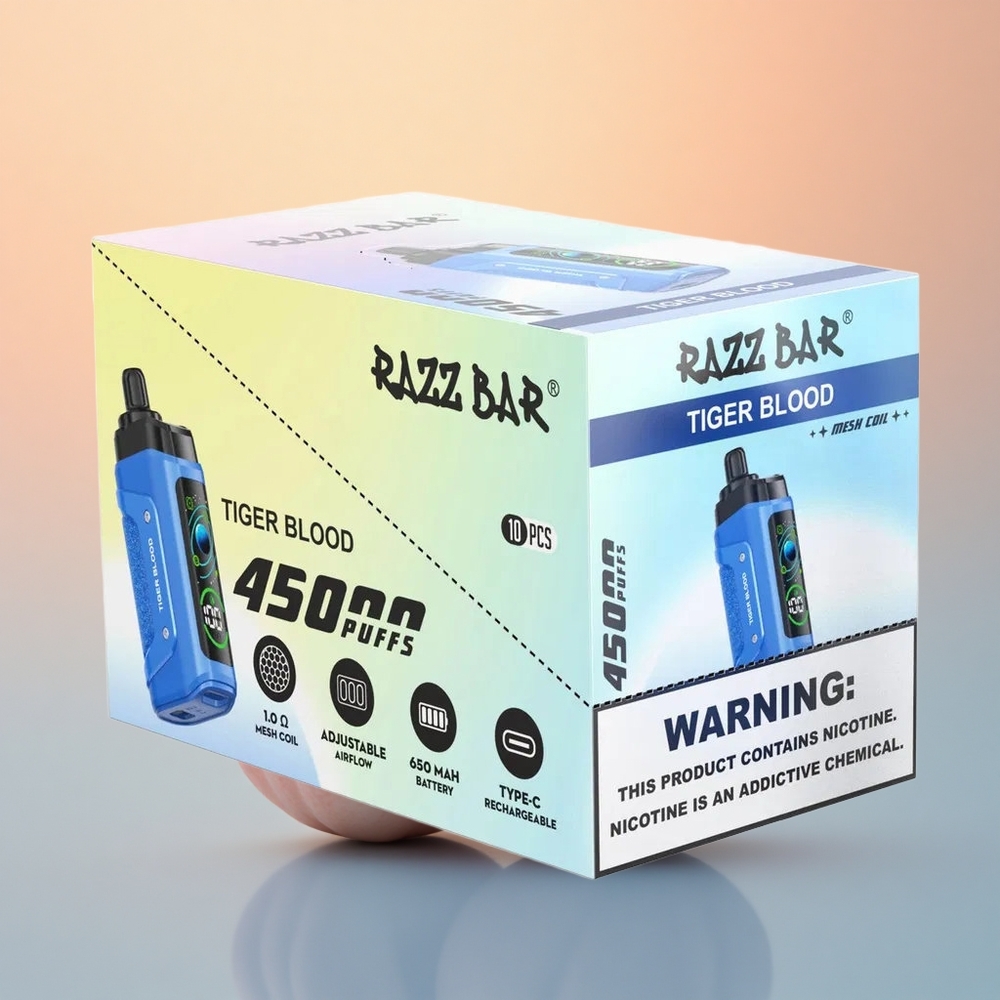 Razz Bar 45000 Puffs Kaplan Kanı Tip-C Şarj Edilebilir 650 mAh
