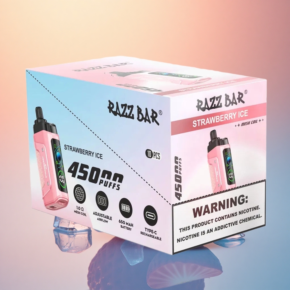 Razz Bar 45000 Puffs Çilek Buzu 650 mAh Tip-C Şarj