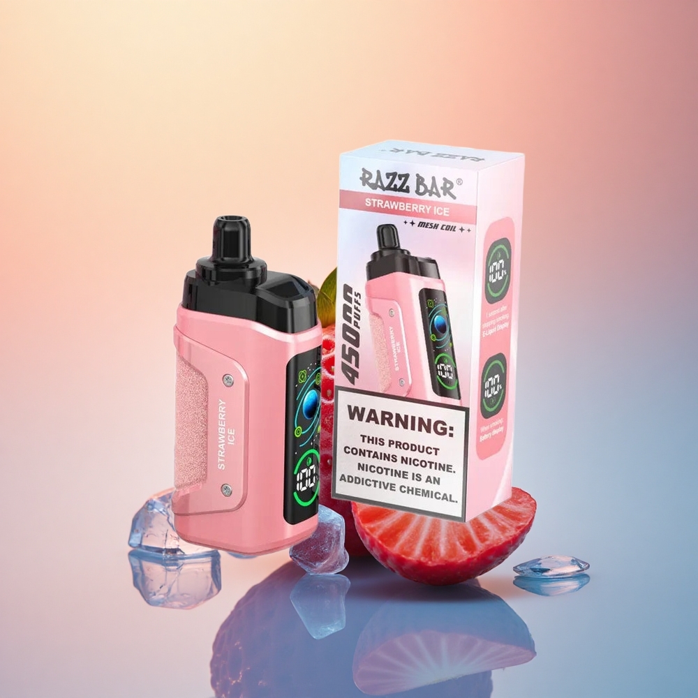 Razz Bar 45000 Puffs Çilek Buzu 650 mAh Tip-C Şarj