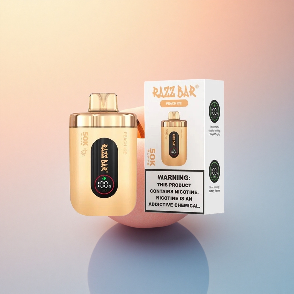 Razz Bar 50K Puffs Şeftali Buz 1.0 Ohm Mesh 650 mAh