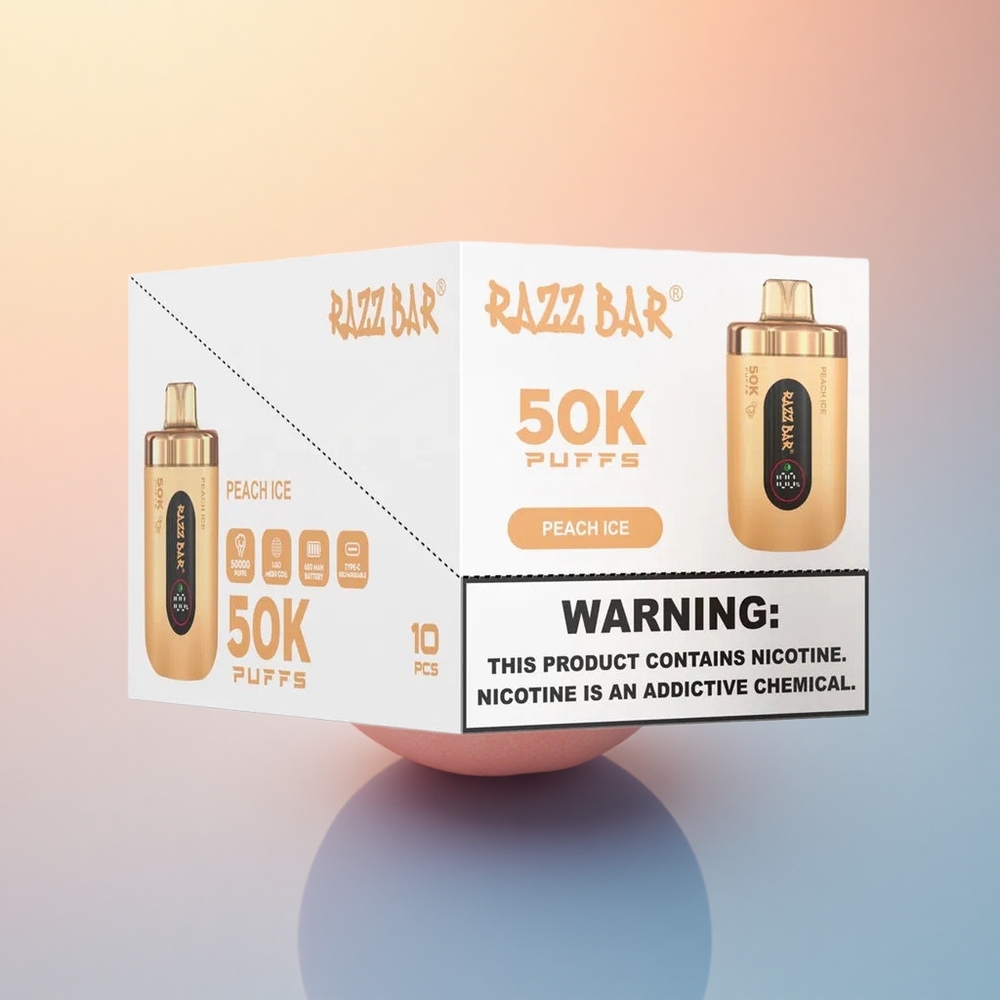 Razz Bar 50K Puffs Şeftali Buz 1.0 Ohm Mesh 650 mAh
