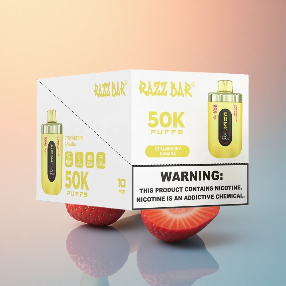 Razz Bar 50K Puffs Çilek Muz 2% Nikotin 650 mAh