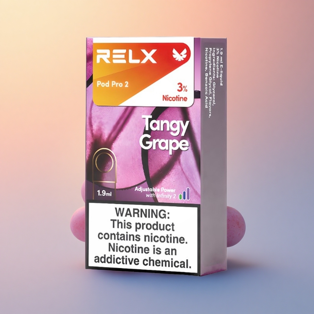 Relx Pod Pro 2 Vape Device Ekşi Üzüm 30mg/ml Nikotin 1.9ml 600 Puff 3 Voltaj Ayarı