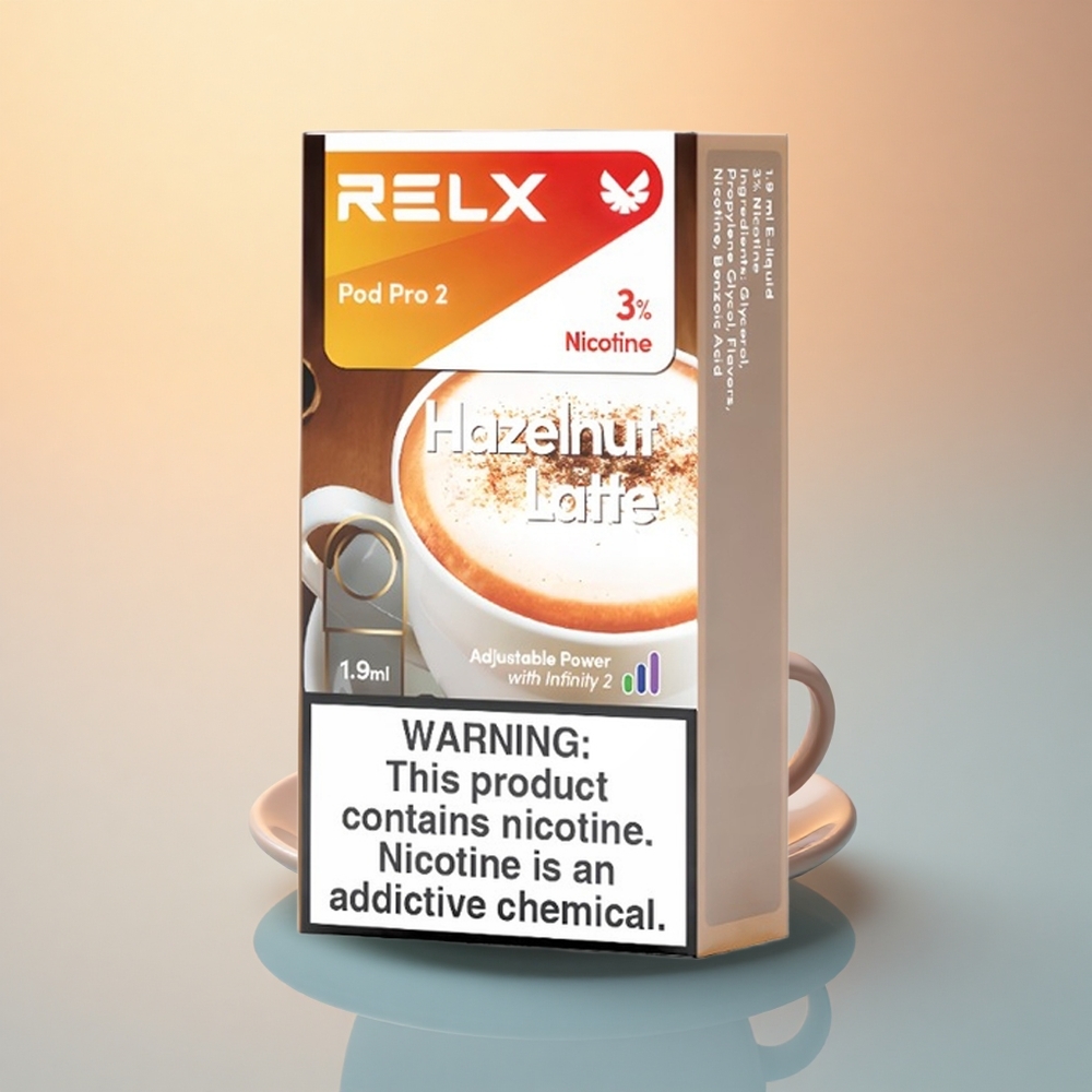 Relx Pod Pro 2 Vape Device Fındıklı Latte 30mg/ml Nikotin, 1.9ml, 3 Voltaj Modu