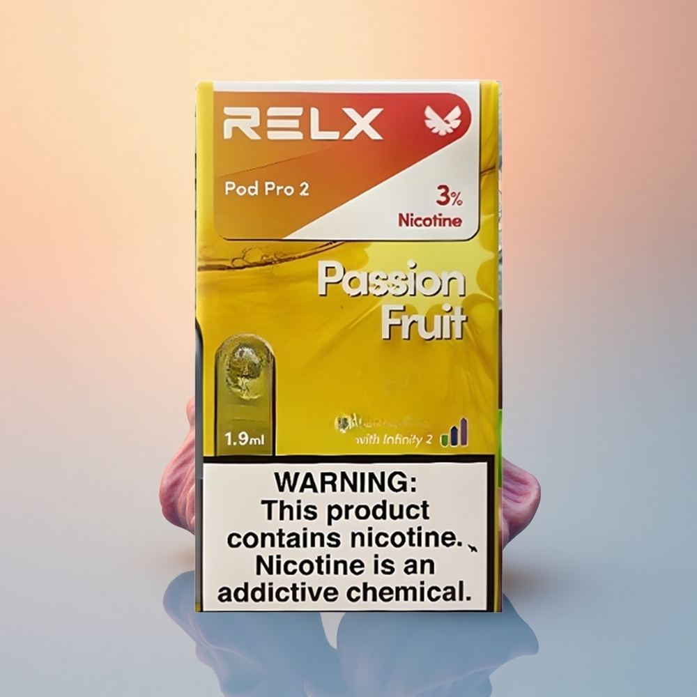 Relx Pod Pro 2 Vape Device Çarkıfelek Meyvesi 30mg/ml Nikotin, 1.9ml Kapasite, 3 Voltaj Ayarlı