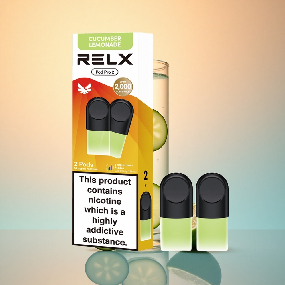Relx Pod Pro 2 Vape Device İçecek-Salatalık Limonata 18mg/ml nikotin, 1.9ml, 3 voltaj ayarı